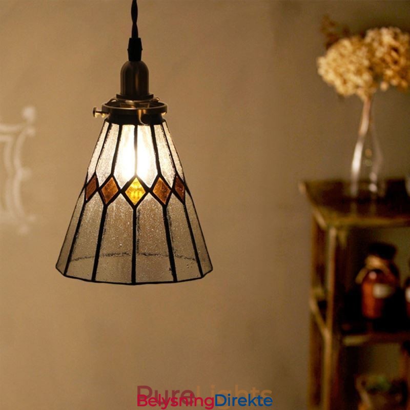 Rustikk Taklampe I Farget Glass