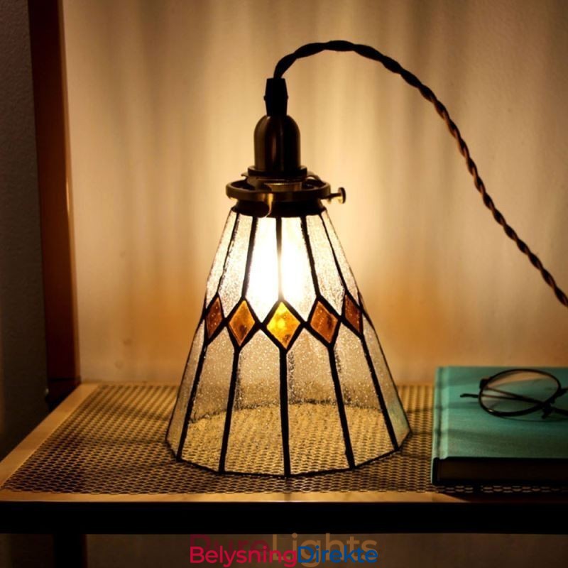 Rustikk Taklampe I Farget Glass