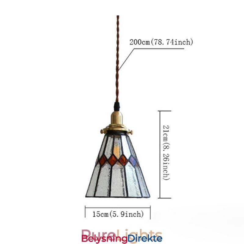 Rustikk Taklampe I Farget Glass