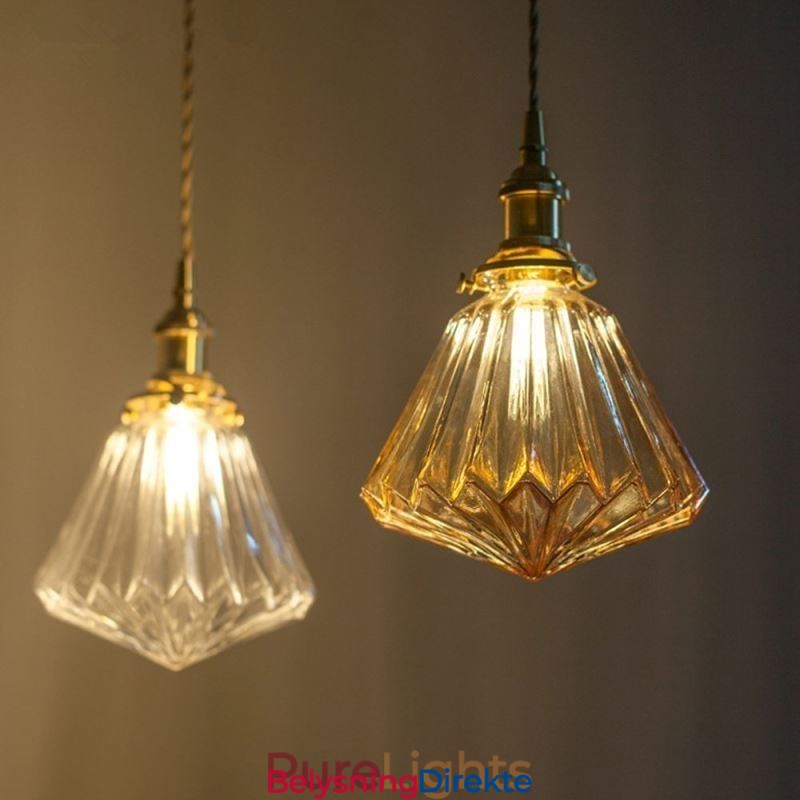 Klar Diamantformet Glasspendellampe