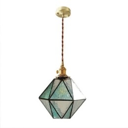 Geometrisk Farget Glass Pendellampe I Gårdshusstil