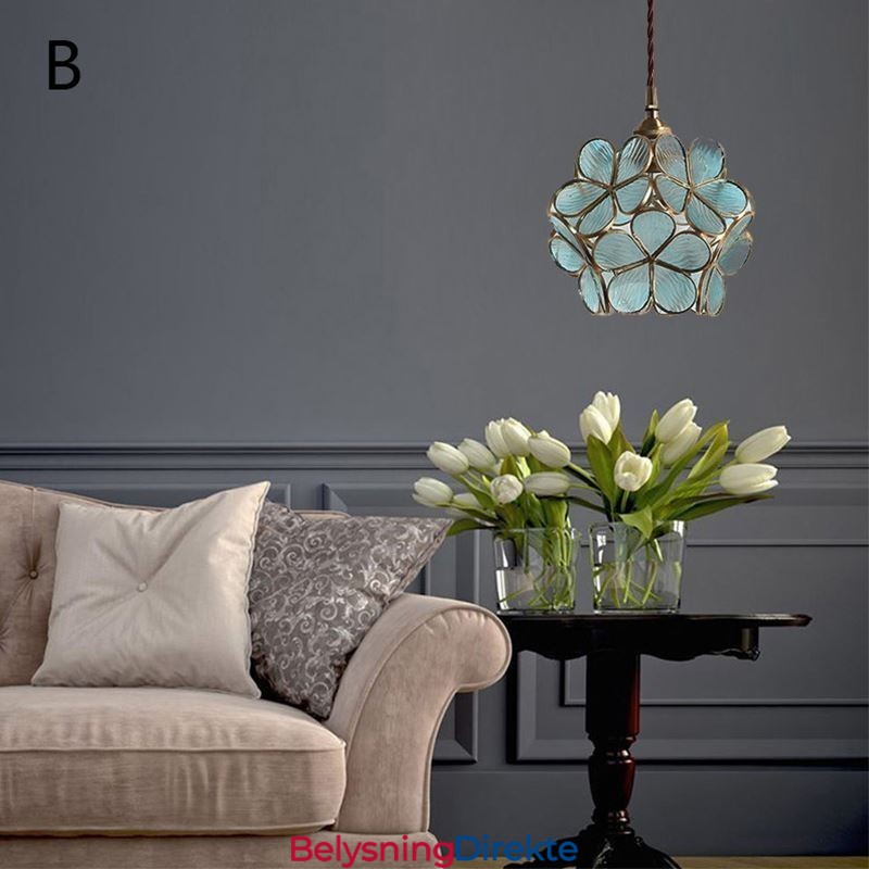Nordisk Kreativ Pendellampe I Glass, Hjembelysning, Kronbladformet Lampe, Nattbordslampe