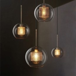 Nordisk Pendellampe I Glass, Hjembelysning, Rund, Kuleformet Lampe, Nattbordslampe
