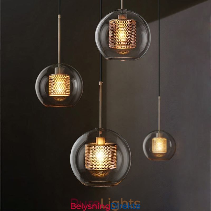 Nordisk Pendellampe I Glass, Hjembelysning, Rund, Kuleformet Lampe, Nattbordslampe