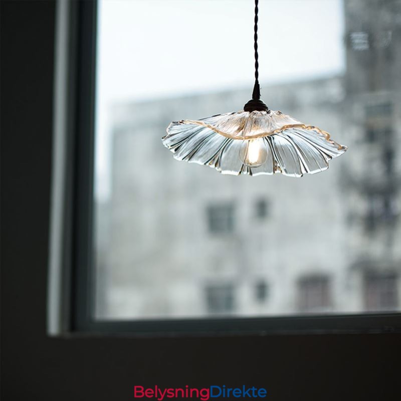 Lotusblad Ribbet Klar Glass Pendellampe Homestay Lampe