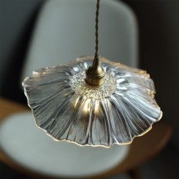 Lotusblad Ribbet Klar Glass Pendellampe Homestay Lampe