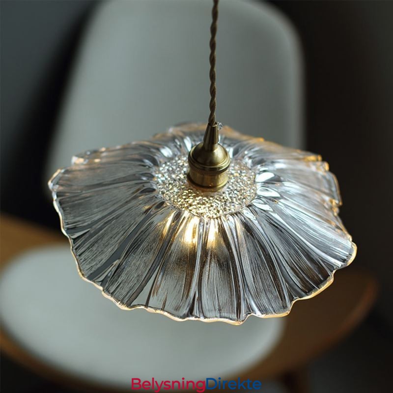 Lotusblad Ribbet Klar Glass Pendellampe Homestay Lampe