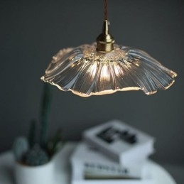 Lotusblad Ribbet Klar Glass Pendellampe Homestay Lampe