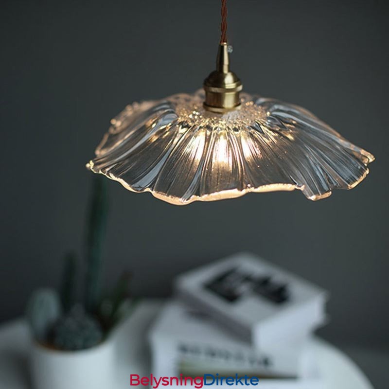 Lotusblad Ribbet Klar Glass Pendellampe Homestay Lampe