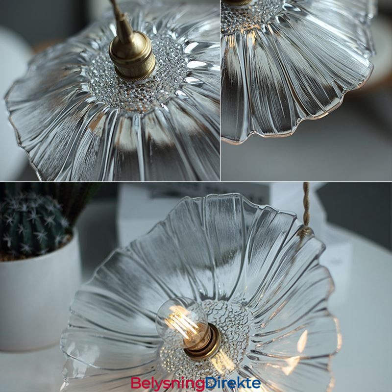Lotusblad Ribbet Klar Glass Pendellampe Homestay Lampe