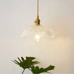Stor Taklampe I Klart, Ribbet Glass For Hjemmet, Med Vribryter, Beroligende Varmt Lys