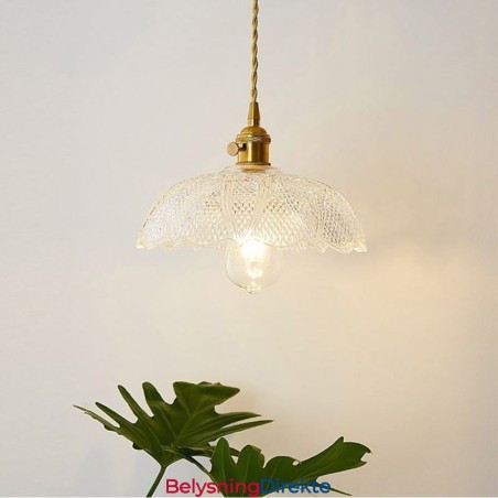 Stor Taklampe I Klart, Ribbet Glass For Hjemmet, Med Vribryter, Beroligende Varmt Lys