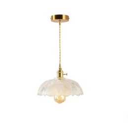 Stor Taklampe I Klart, Ribbet Glass For Hjemmet, Med Vribryter, Beroligende Varmt Lys