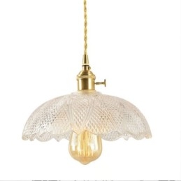 Stor Taklampe I Klart, Ribbet Glass For Hjemmet, Med Vribryter, Beroligende Varmt Lys