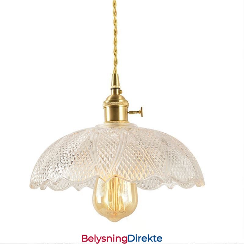 Stor Taklampe I Klart, Ribbet Glass For Hjemmet, Med Vribryter, Beroligende Varmt Lys