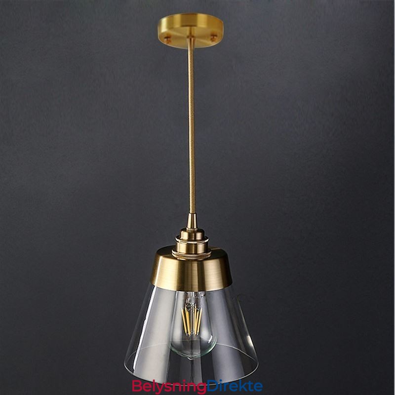 Nordisk Retro Pendellampe Glasskjerm Hjemmebelysning Messingholder Lampelampe