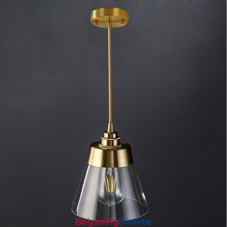 Nordisk Retro Pendellampe Glasskjerm Hjemmebelysning Messingholder Lampelampe