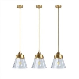 Nordisk Retro Pendellampe Glasskjerm Hjemmebelysning Messingholder Lampelampe