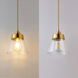Nordisk Retro Pendellampe Glasskjerm Hjemmebelysning Messingholder Lampelampe