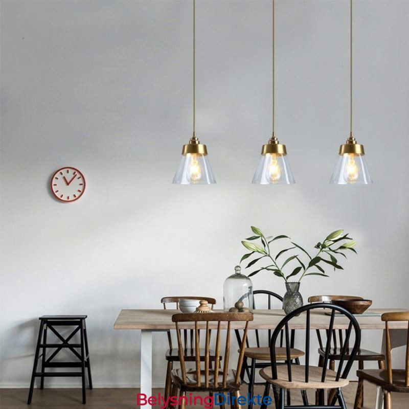 Nordisk Retro Pendellampe Glasskjerm Hjemmebelysning Messingholder Lampelampe