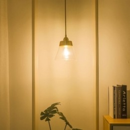 Nordisk Retro Pendellampe Glasskjerm Hjemmebelysning Messingholder Lampelampe