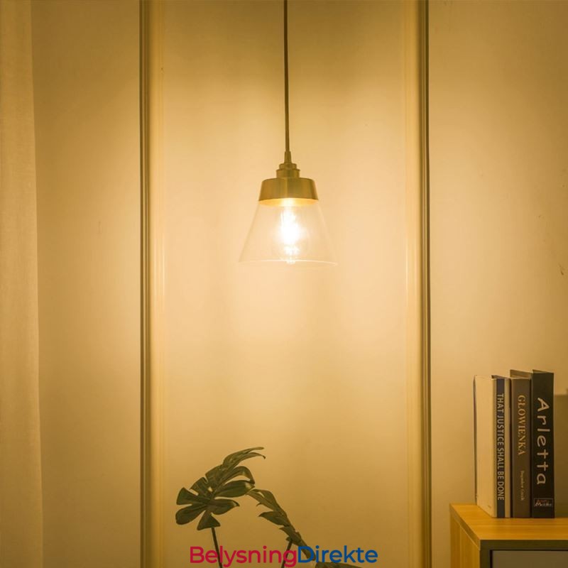 Nordisk Retro Pendellampe Glasskjerm Hjemmebelysning Messingholder Lampelampe