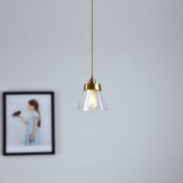 Nordisk Retro Pendellampe Glasskjerm Hjemmebelysning Messingholder Lampelampe
