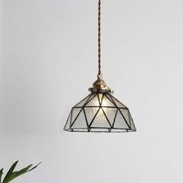 Geometrisk Anhengslampe I Farget Glass