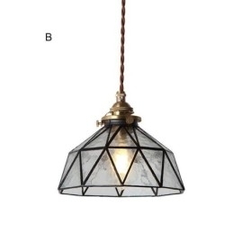 Geometrisk Anhengslampe I Farget Glass