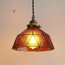 Geometrisk Anhengslampe I Farget Glass