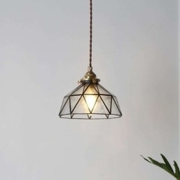 Geometrisk Anhengslampe I Farget Glass