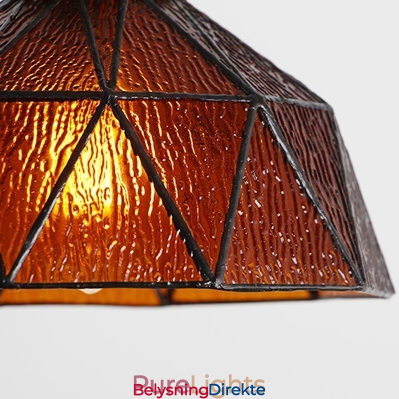 Geometrisk Anhengslampe I Farget Glass