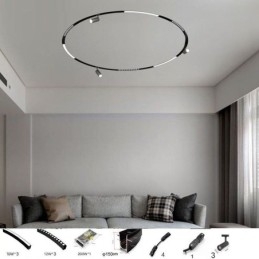 Sirkulær Magnetisk Skinnelampe Innfelt Spotlight Dekorativ Lampe 150 Cm