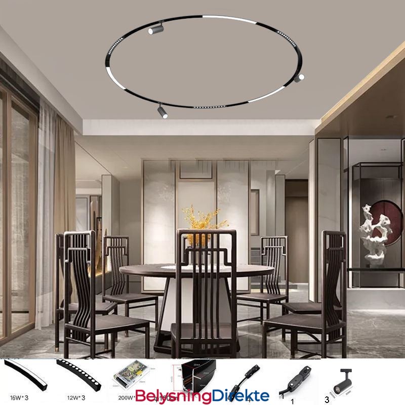 Sirkulær Magnetisk Skinnelampe Innfelt Spotlight Dekorativ Lampe 150 Cm
