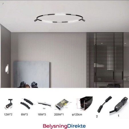 Sirkulært Skinnesystem Magnetisk Innfelt Skinnebelysningsarmatur 120 Cm