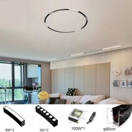 Sirkulær Magnetisk Skinnelampe Innfelt Spotlight Dekorativ Lampe 80 Cm