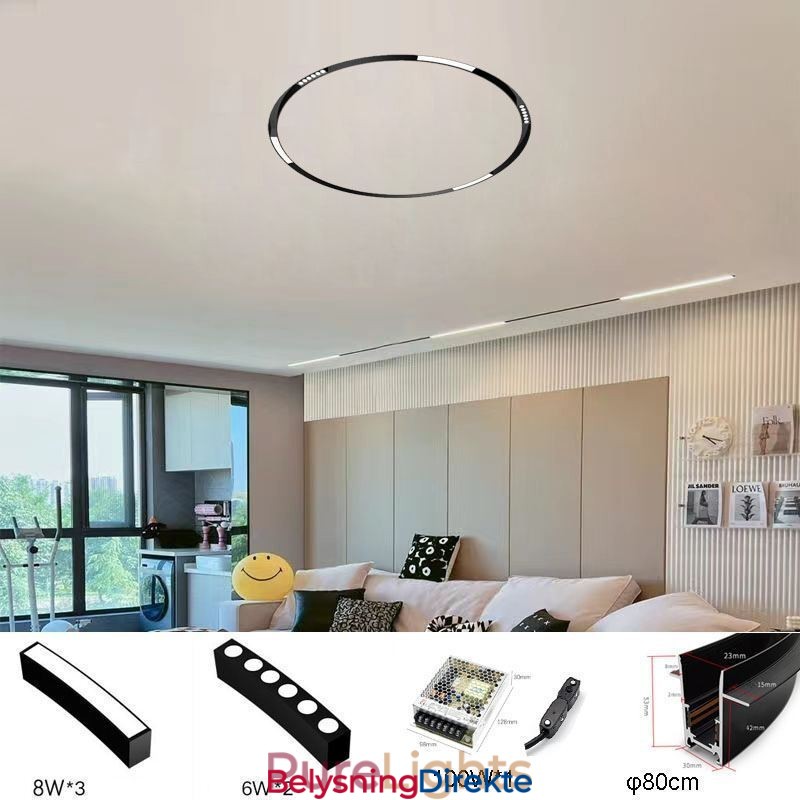 Sirkulær Magnetisk Skinnelampe Innfelt Spotlight Dekorativ Lampe 80 Cm
