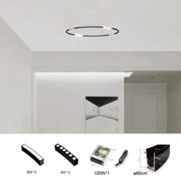 Sirkulær Skinnelampe Magnetisk Innfelt Spotlight Dekorativ Lampe 60 Cm