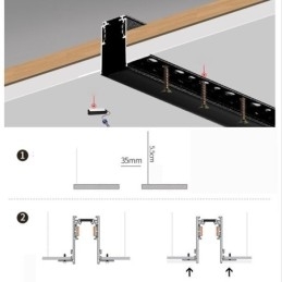 Innfelte Skinnebelysningsskinner Magnetisk Aluminiumsskinneoverflateprofil Ultratynn Skinnelyslist 100 Cm