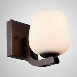 Vegglampe I Jern Med Glassskjerm Klassisk Moderne Belysning Vegglampetter
