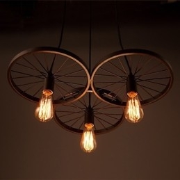 Loft Retro Pendellamper Amerikansk Landlig Smijernslysekrone I Industriell Stil Med Hjul