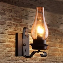 Retro Rustikk Nordisk Glass Vegglampe Soverom Nattbord Vegglampe Vintage Industriell Vegglampe
