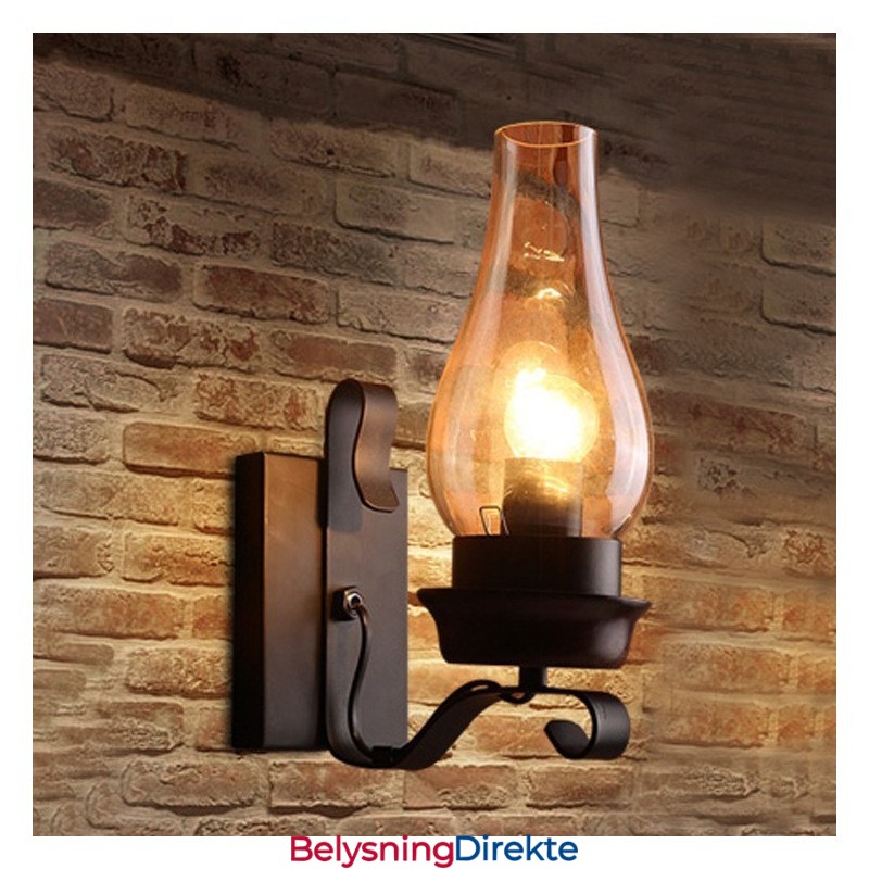 Retro Rustikk Nordisk Glass Vegglampe Soverom Nattbord Vegglampe Vintage Industriell Vegglampe