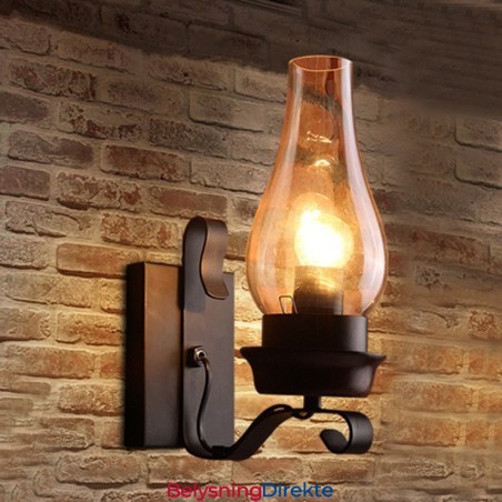 Retro Rustikk Nordisk Glass Vegglampe Soverom Nattbord Vegglampe Vintage Industriell Vegglampe