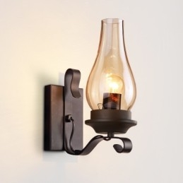 Retro Rustikk Nordisk Glass Vegglampe Soverom Nattbord Vegglampe Vintage Industriell Vegglampe