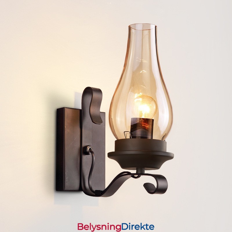 Retro Rustikk Nordisk Glass Vegglampe Soverom Nattbord Vegglampe Vintage Industriell Vegglampe