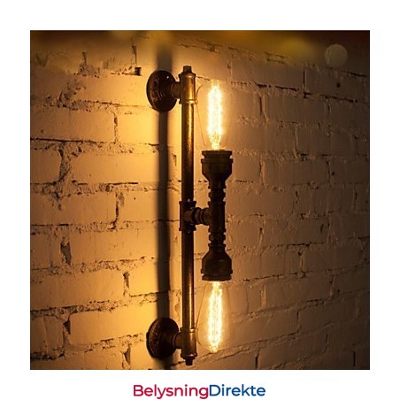 Smidd Jern Vannrørsvegglampe Vintage Midtgangslamper Loftsjernvegglampe Edison Glødepære Fj Db2 046A0