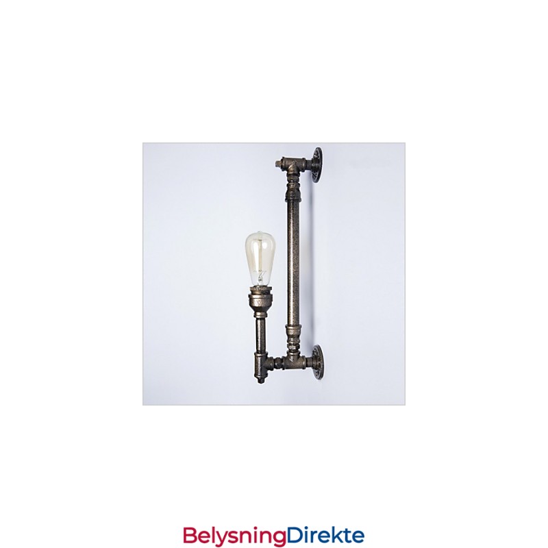Smidd Jern Vannrørsvegglampe Vintage Midtgangslamper Loftsjernvegglampe Edison Glødepære Fj Db2 046A0