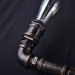 2 Lys Vintage Metall Vannrørsvegglampe Med Edison-Pære