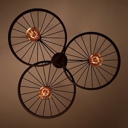 Loft Retro Pendellamper Amerikansk Landlig Smijernslysekrone I Industriell Stil Med Hjul